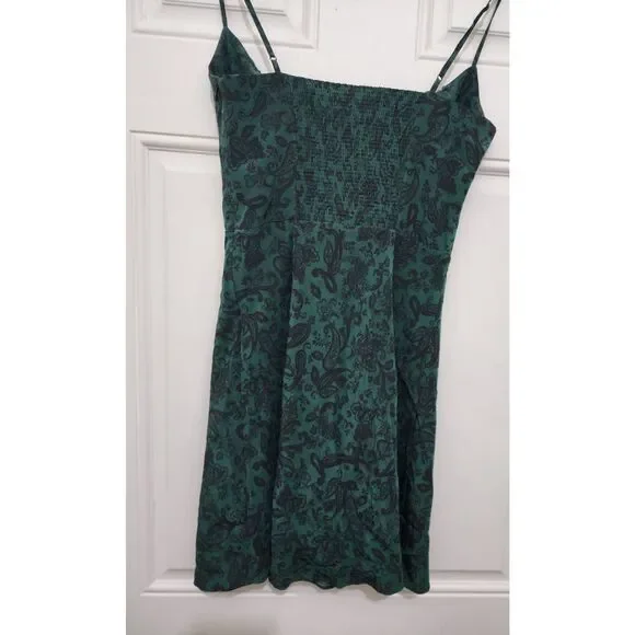 Realisation womens small teal green paisley shift dress mini slip romantic - Picture 4 of 8